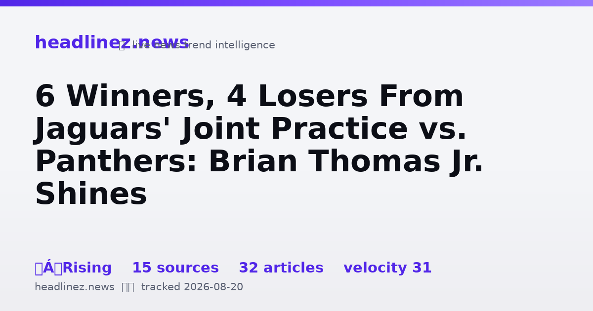 Visual summary for 6 Winners, 4 Losers From Jaguars' Joint Practice vs. Panthers: Brian Thomas Jr. Shines