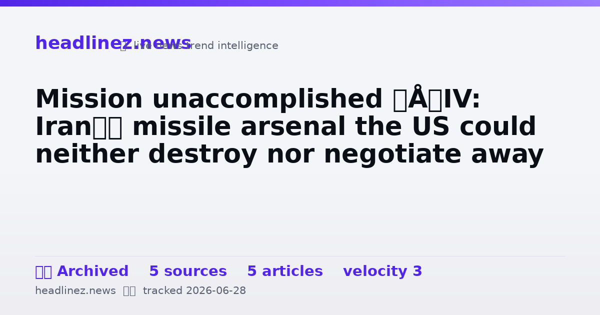 Visual summary for Mission unaccomplished – IV: Iran’s missile arsenal the US could neither destroy nor negotiate away