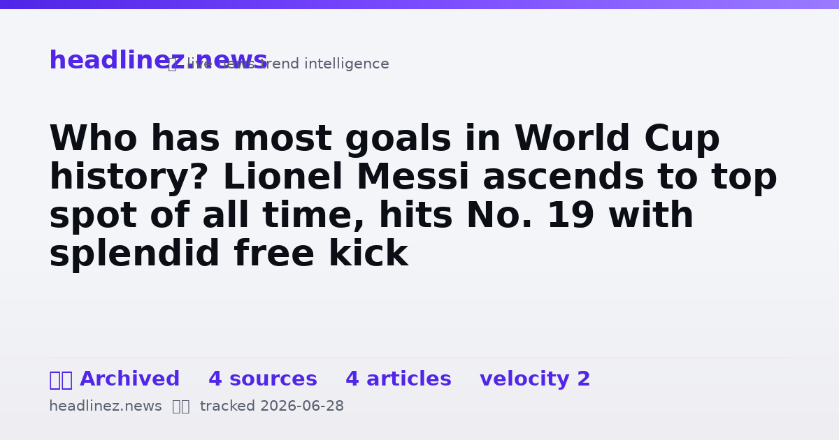 Visual summary for Who has most goals in World Cup history? Lionel Messi ascends to top spot of all time, hits No. 19 with splendid free kick