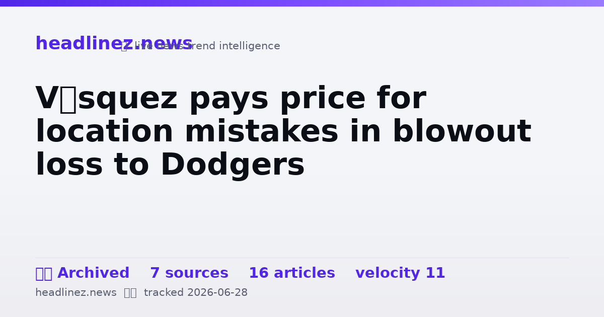 Visual summary for Vásquez pays price for location mistakes in blowout loss to Dodgers