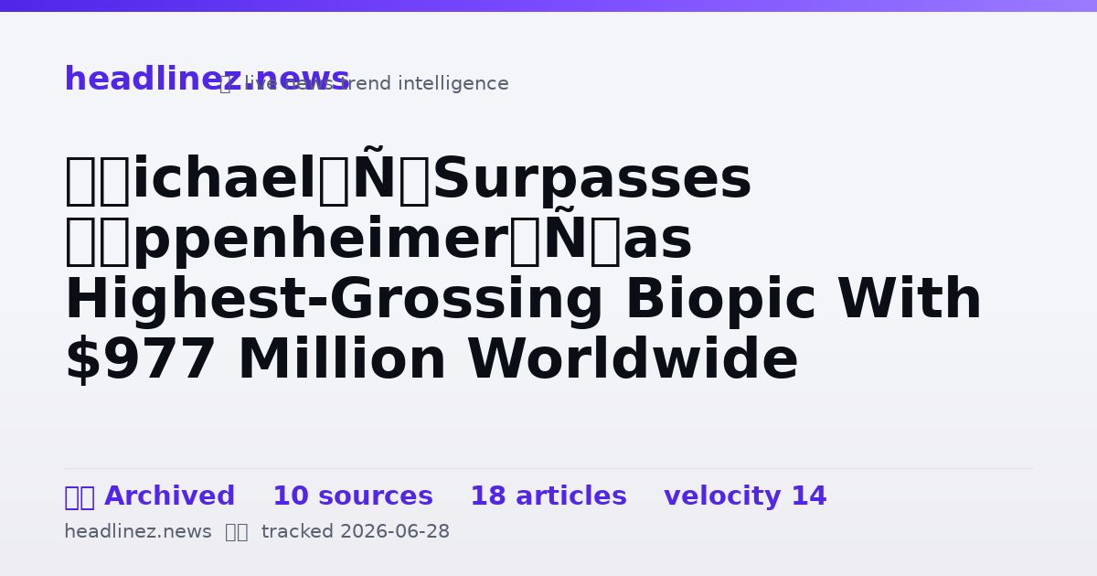 Visual summary for ‘Michael’ Surpasses ‘Oppenheimer’ as Highest-Grossing Biopic With $977 Million Worldwide