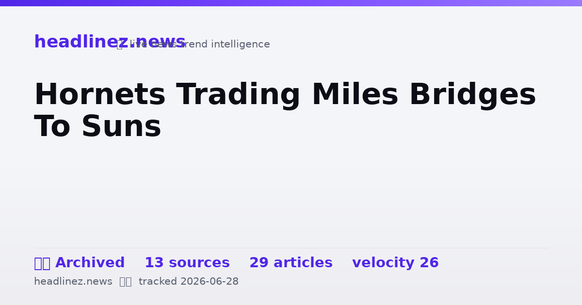 Visual summary for Hornets Trading Miles Bridges To Suns