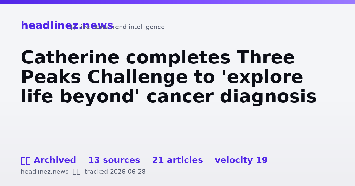 Visual summary for Catherine completes Three Peaks Challenge to 'explore life beyond' cancer diagnosis