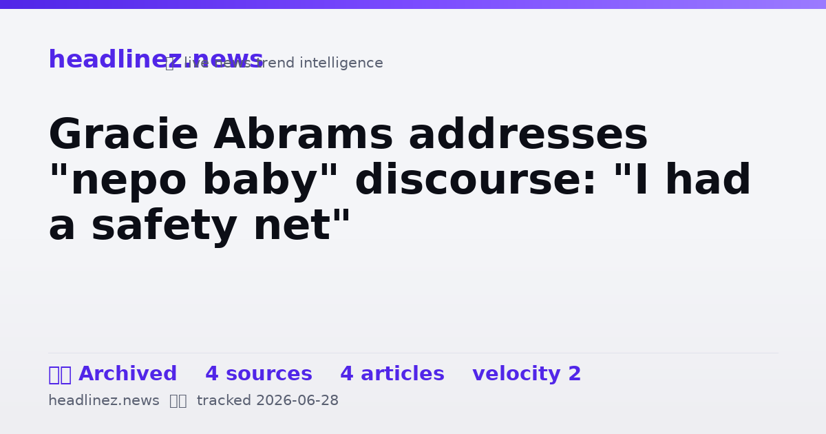Visual summary for Gracie Abrams addresses "nepo baby" discourse: "I had a safety net"