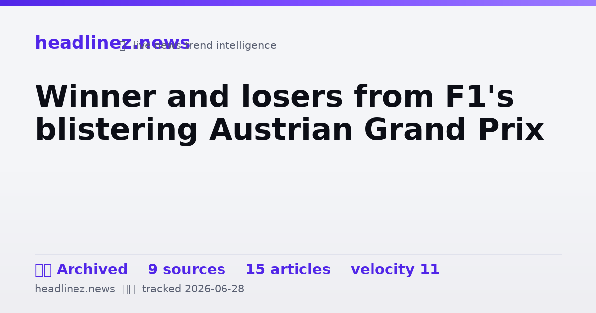 Visual summary for Winner and losers from F1's blistering Austrian Grand Prix