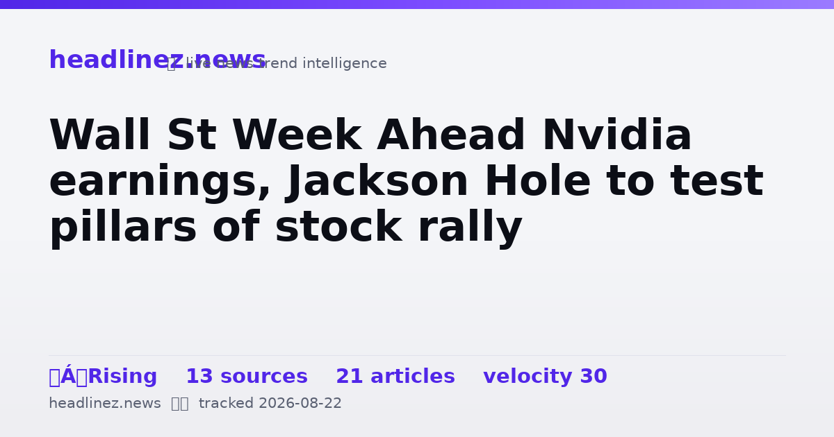 Visual summary for Wall St Week Ahead Nvidia earnings, Jackson Hole to test pillars of stock rally