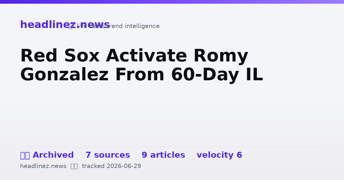 Visual summary for Red Sox Activate Romy Gonzalez From 60-Day IL