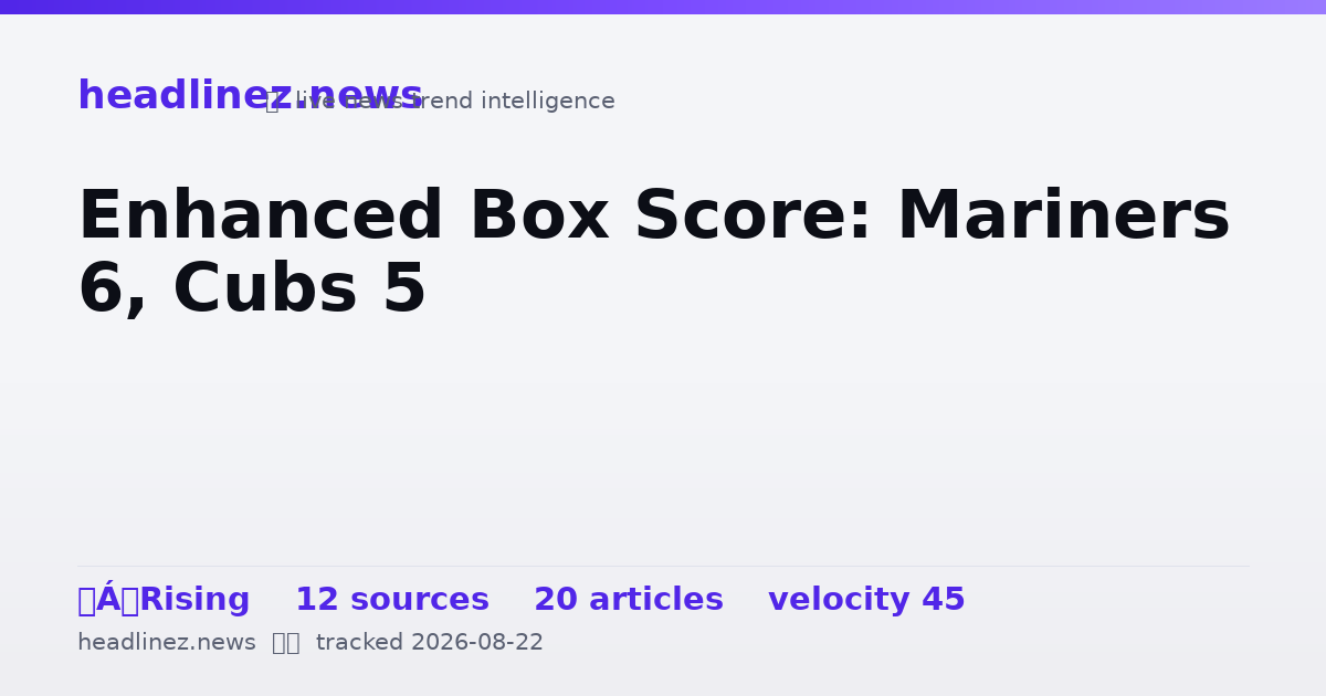 Visual summary for Enhanced Box Score: Mariners 6, Cubs 5