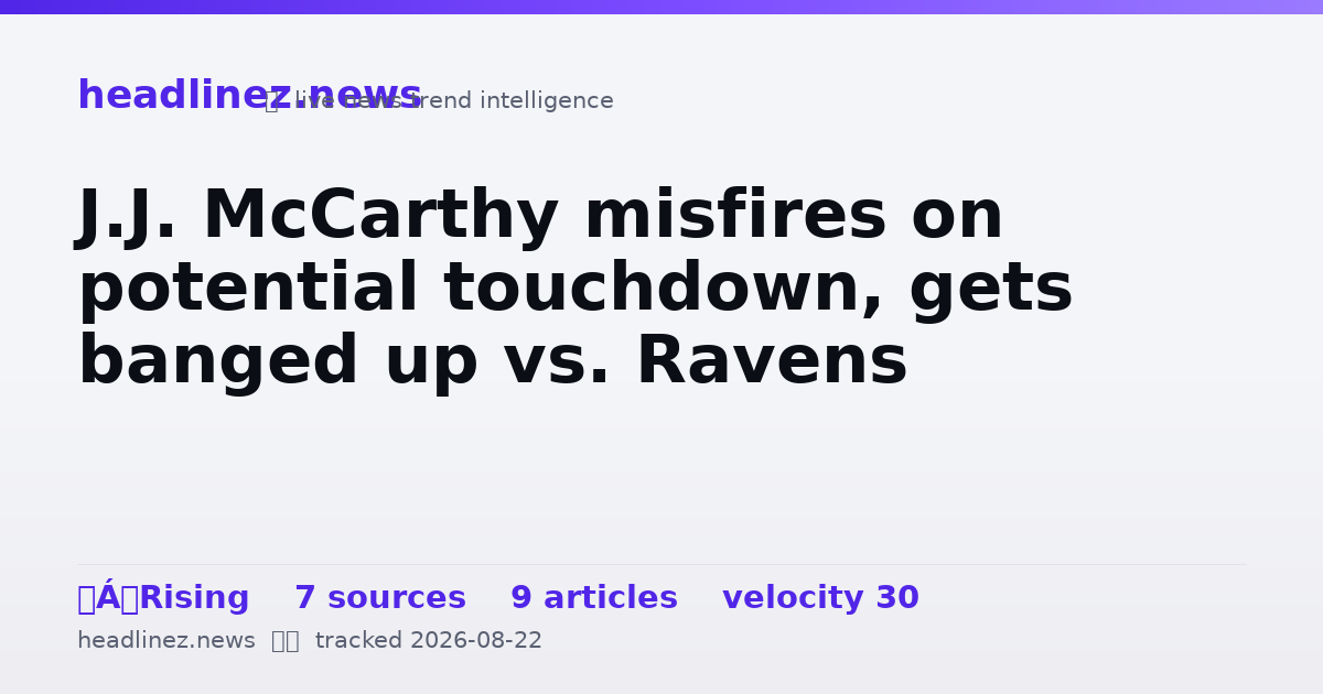 Visual summary for J.J. McCarthy misfires on potential touchdown, gets banged up vs. Ravens