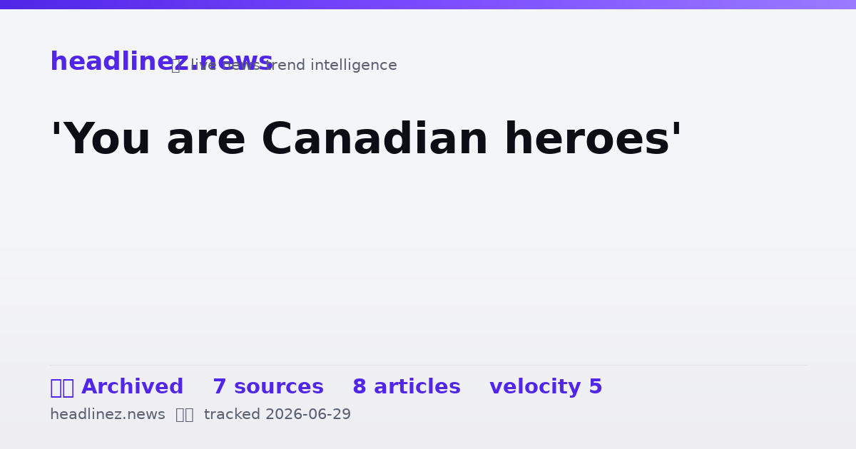 Visual summary for 'You are Canadian heroes'