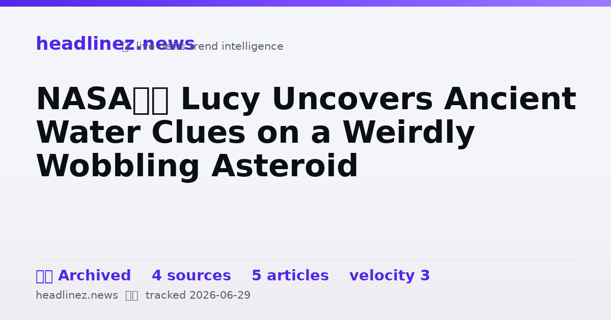 Visual summary for NASA’s Lucy Uncovers Ancient Water Clues on a Weirdly Wobbling Asteroid