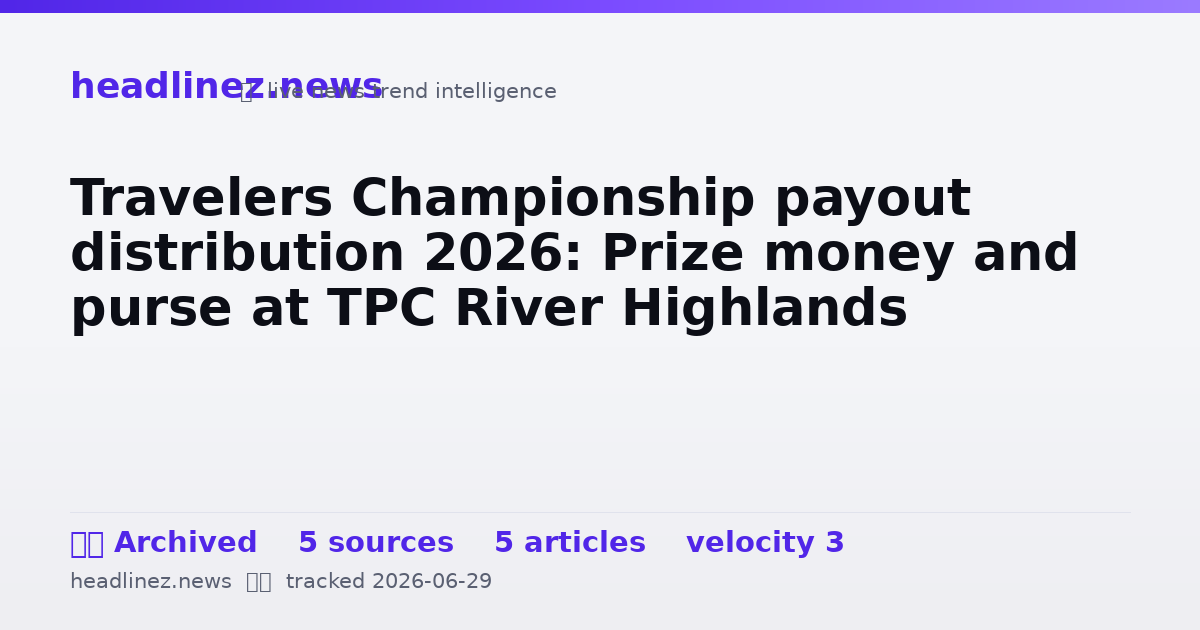 Visual summary for Travelers Championship payout distribution 2026: Prize money and purse at TPC River Highlands