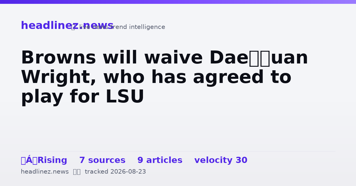 Visual summary for Browns will waive Dae’Quan Wright, who has agreed to play for LSU