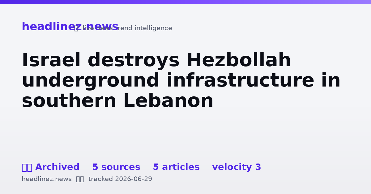 Visual summary for Israel destroys Hezbollah underground infrastructure in southern Lebanon