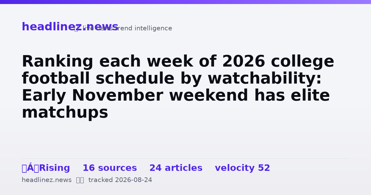 Visual summary for Ranking each week of 2026 college football schedule by watchability: Early November weekend has elite matchups