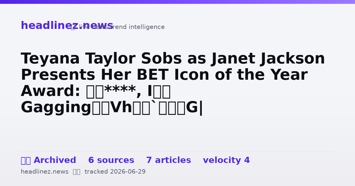 Visual summary for Teyana Taylor Sobs as Janet Jackson Presents Her BET Icon of the Year Award: “B****, I’m Gagging”