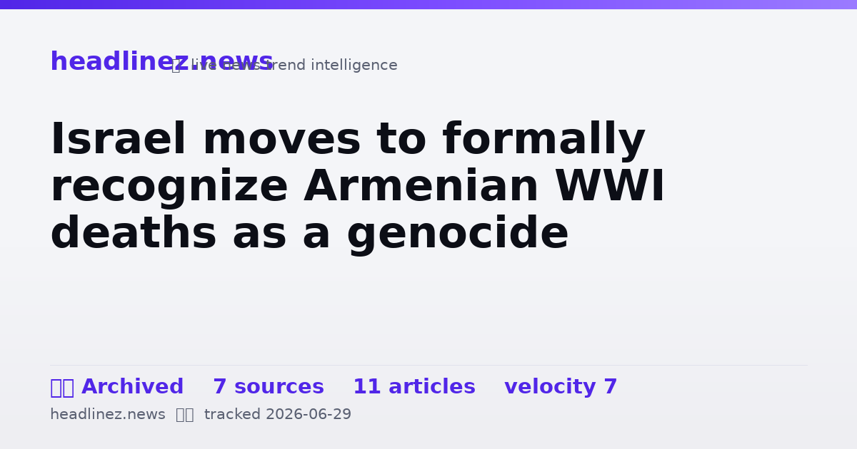 Visual summary for Israel moves to formally recognize Armenian WWI deaths as a genocide