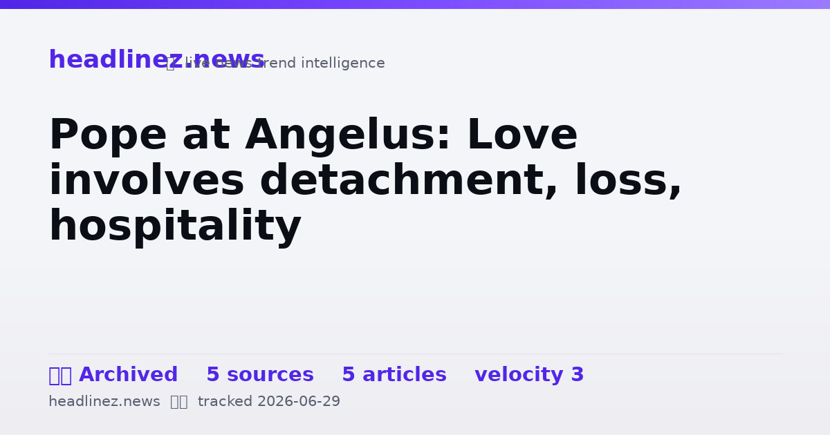 Visual summary for Pope at Angelus: Love involves detachment, loss, hospitality
