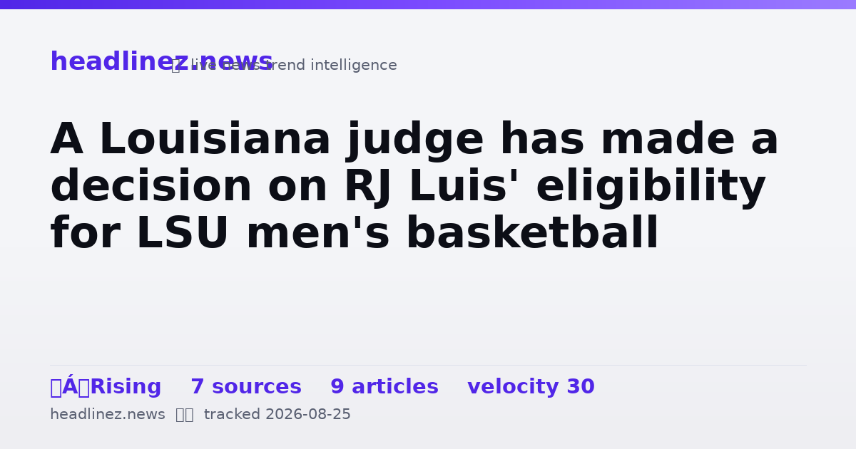 Visual summary for A Louisiana judge has made a decision on RJ Luis' eligibility for LSU men's basketball