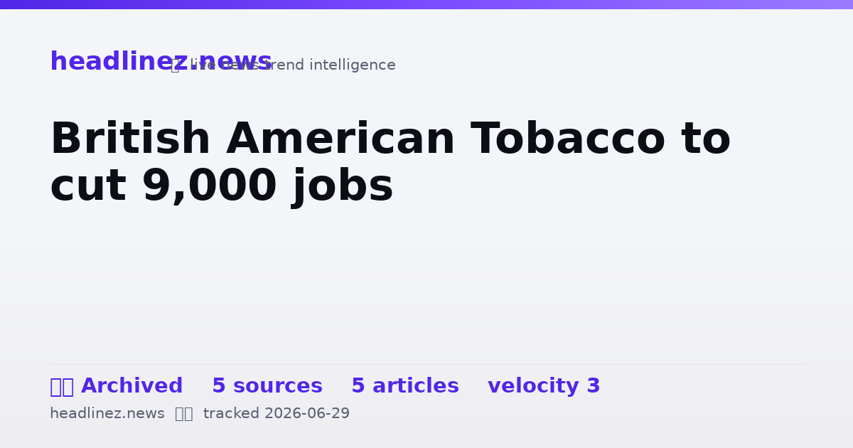 Visual summary for British American Tobacco to cut 9,000 jobs