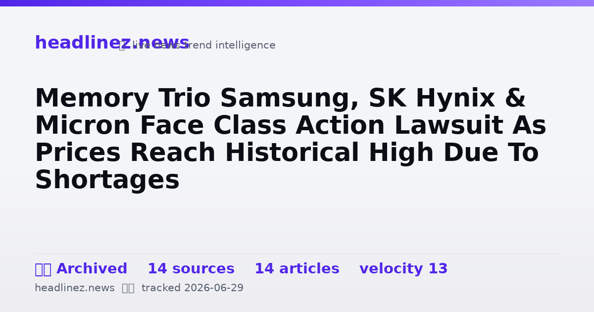 Visual summary for Memory Trio Samsung, SK Hynix & Micron Face Class Action Lawsuit As Prices Reach Historical High Due To Shortages