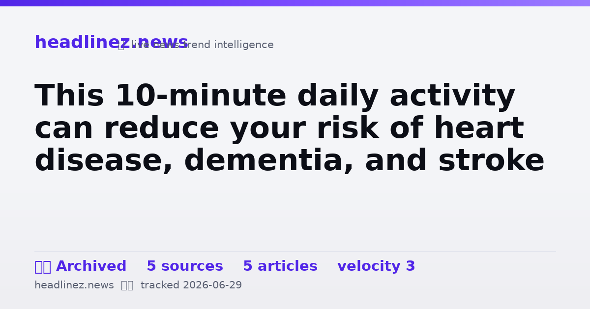 Visual summary for This 10-minute daily activity can reduce your risk of heart disease, dementia, and stroke
