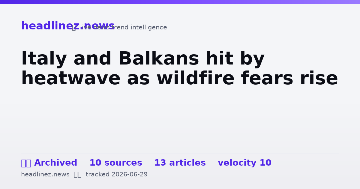 Visual summary for Italy and Balkans hit by heatwave as wildfire fears rise