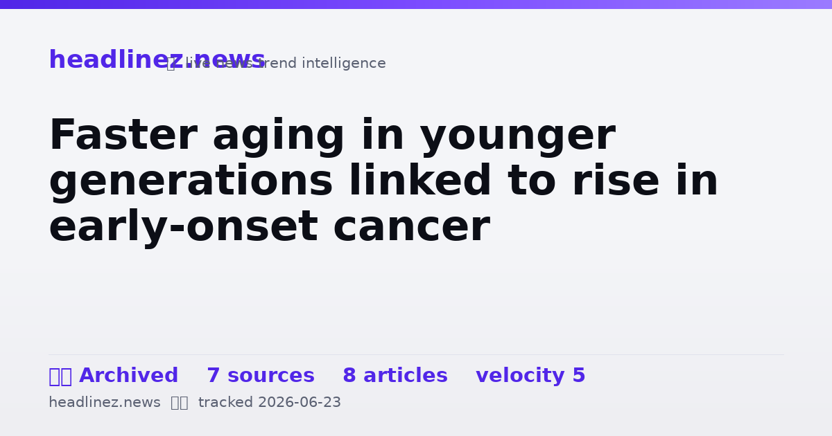Visual summary for Faster aging in younger generations linked to rise in early-onset cancer