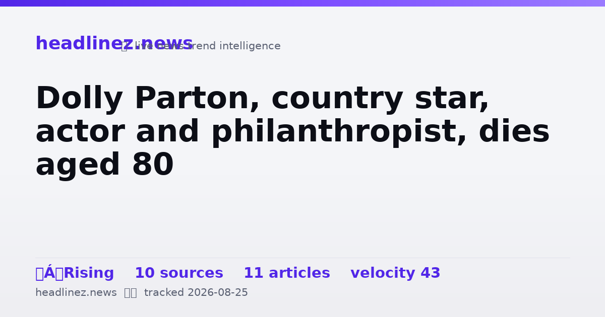 Visual summary for Dolly Parton, country star, actor and philanthropist, dies aged 80