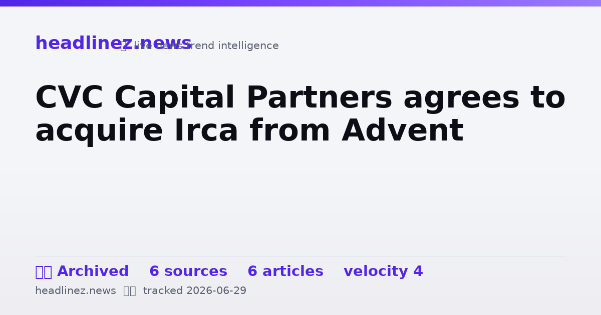 Visual summary for CVC Capital Partners agrees to acquire Irca from Advent