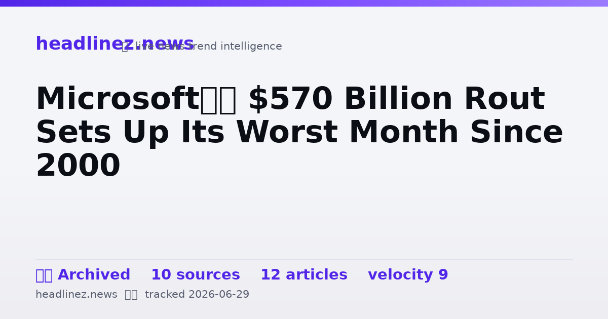 Visual summary for Microsoft’s $570 Billion Rout Sets Up Its Worst Month Since 2000