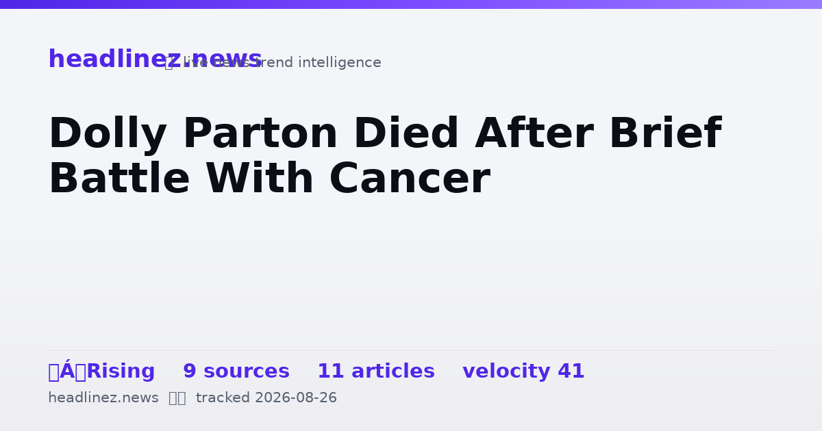 Visual summary for Dolly Parton Died After Brief Battle With Cancer