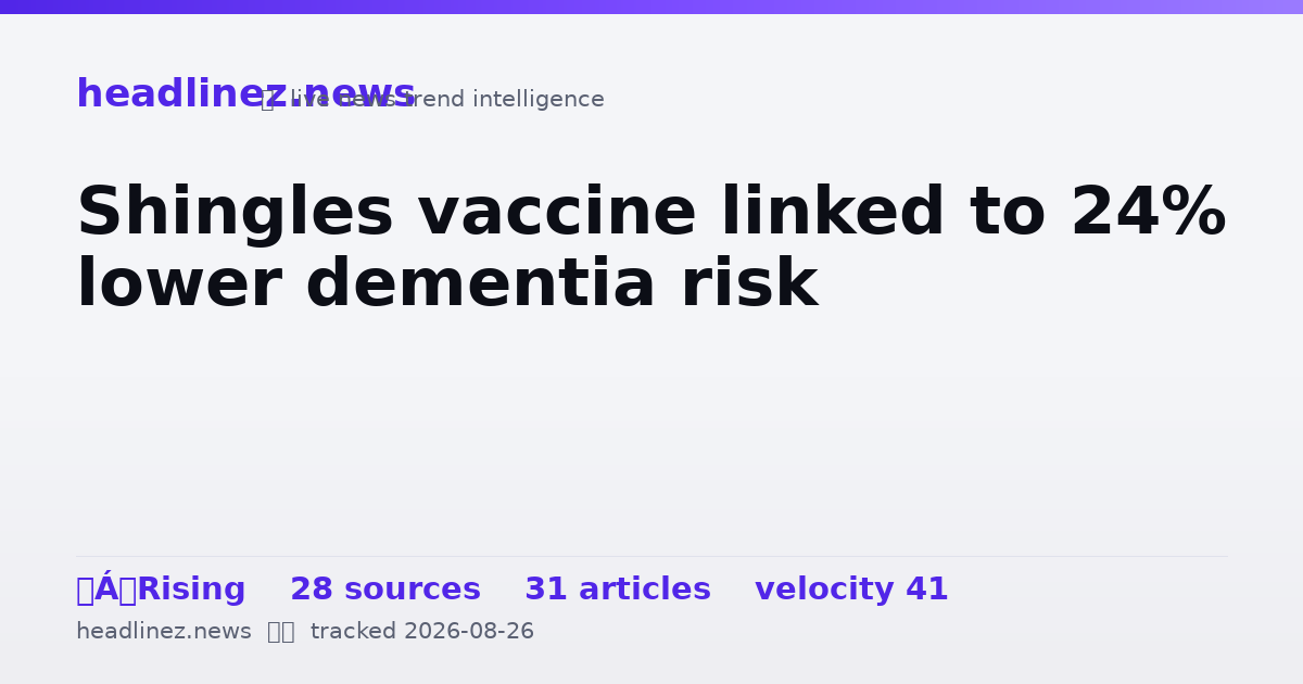 Visual summary for Shingles vaccine linked to 24% lower dementia risk