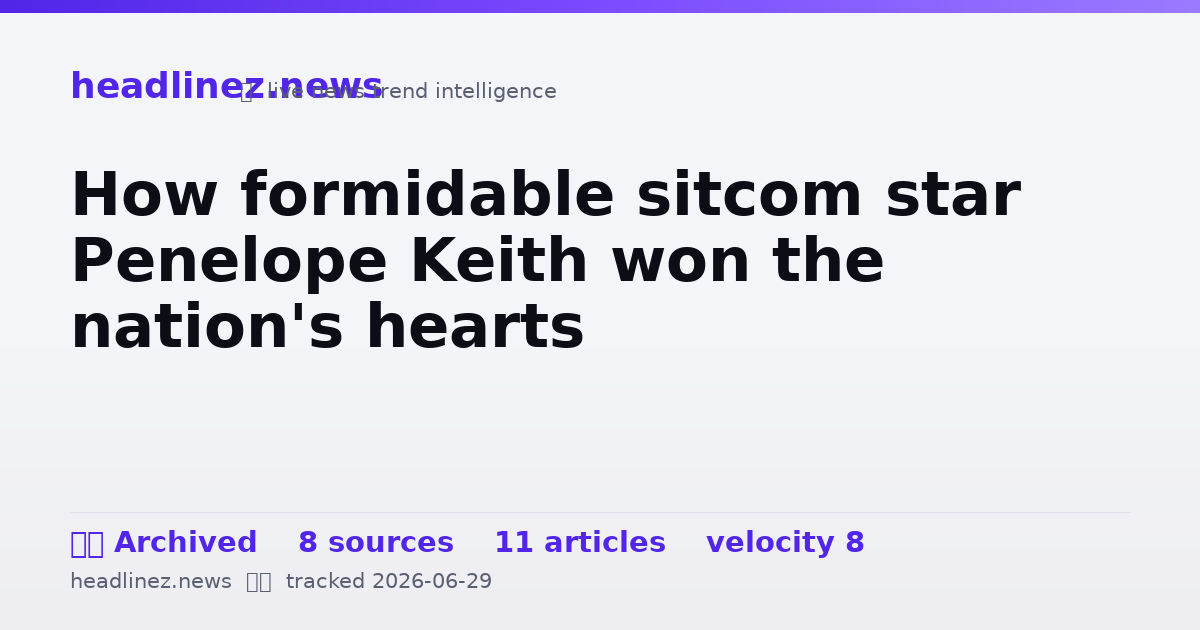 Visual summary for How formidable sitcom star Penelope Keith won the nation's hearts