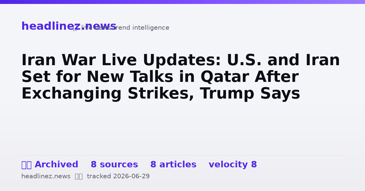 Visual summary for Iran War Live Updates: U.S. and Iran Set for New Talks in Qatar After Exchanging Strikes, Trump Says