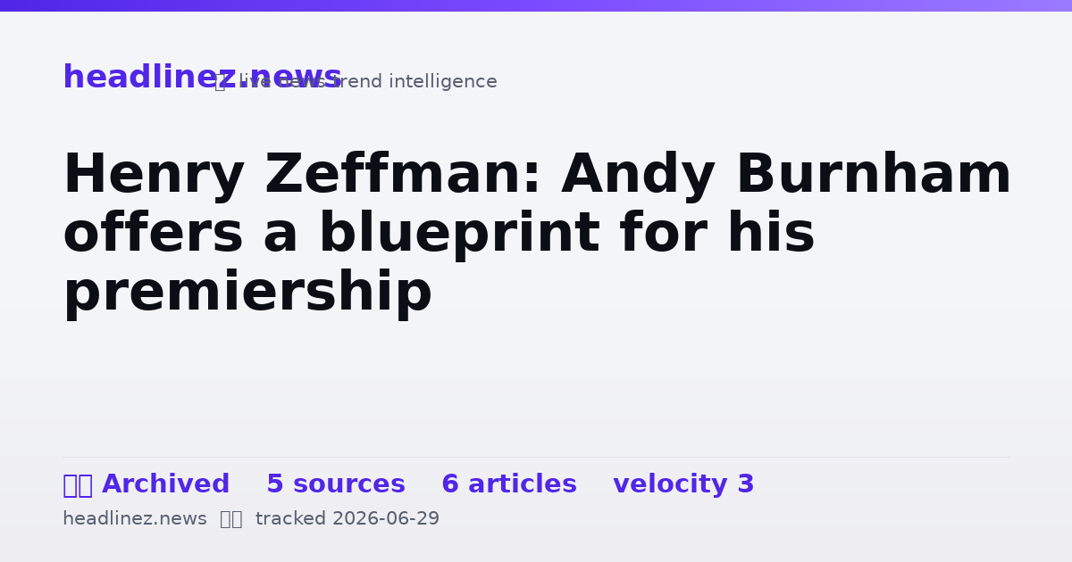 Visual summary for Henry Zeffman: Andy Burnham offers a blueprint for his premiership