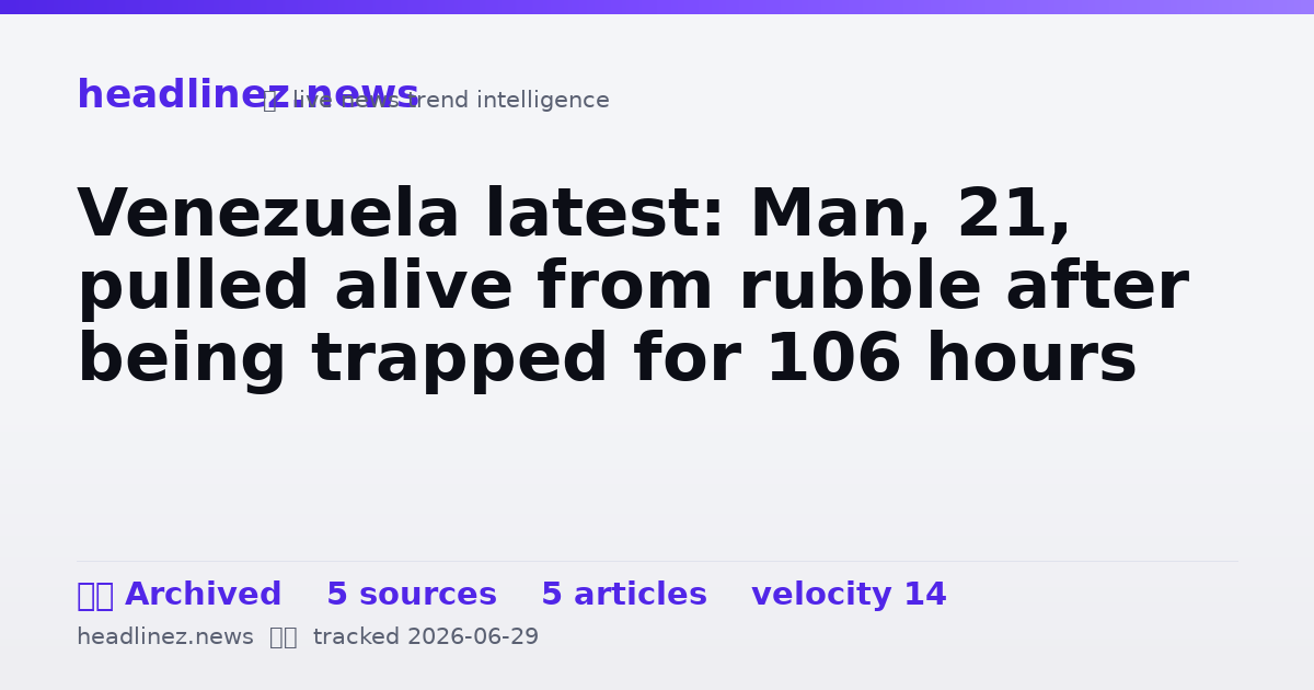 Visual summary for Venezuela latest: Man, 21, pulled alive from rubble after being trapped for 106 hours