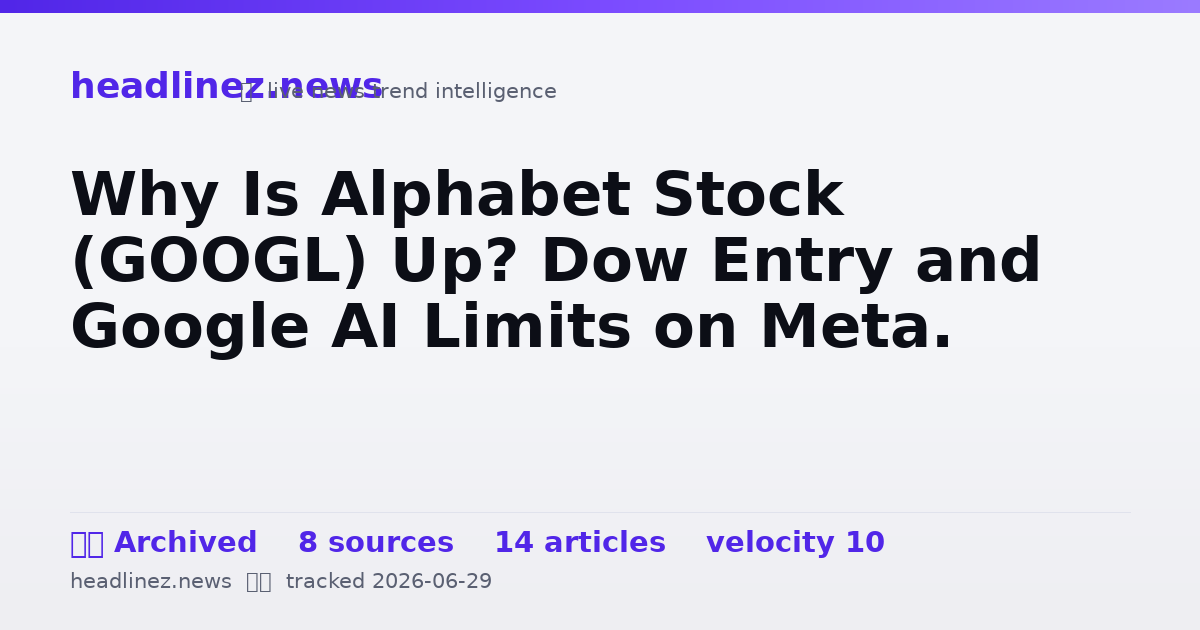 Visual summary for Why Is Alphabet Stock (GOOGL) Up? Dow Entry and Google AI Limits on Meta.