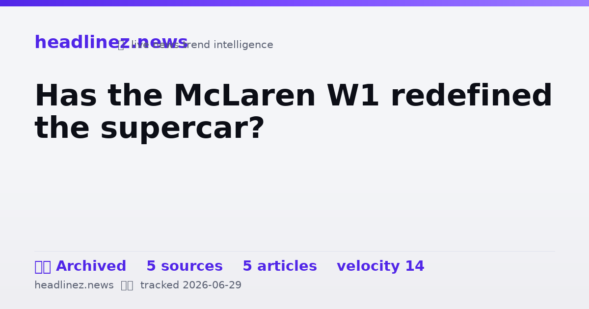 Visual summary for Has the McLaren W1 redefined the supercar?