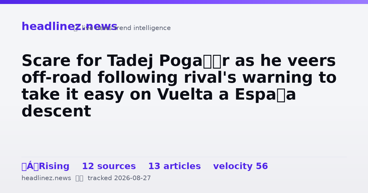 Visual summary for Scare for Tadej Pogačar as he veers off-road following rival's warning to take it easy on Vuelta a España descent