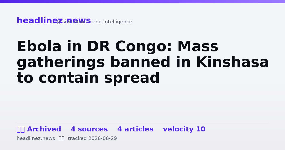 Visual summary for Ebola in DR Congo: Mass gatherings banned in Kinshasa to contain spread