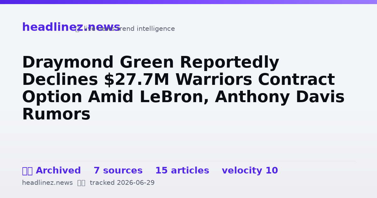 Visual summary for Draymond Green Reportedly Declines $27.7M Warriors Contract Option Amid LeBron, Anthony Davis Rumors