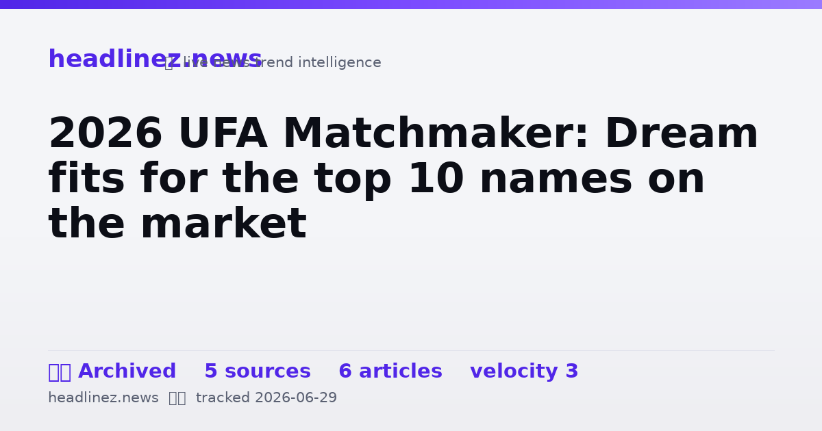 Visual summary for 2026 UFA Matchmaker: Dream fits for the top 10 names on the market