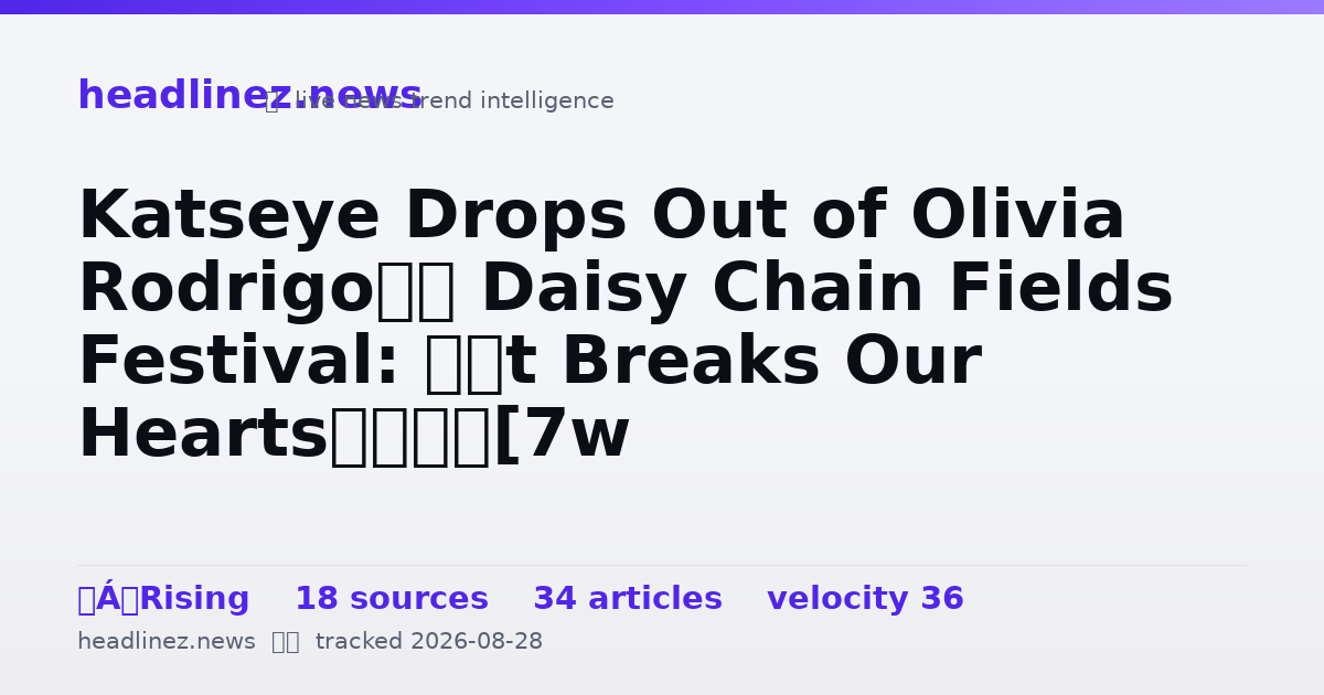 Visual summary for Katseye Drops Out of Olivia Rodrigo’s Daisy Chain Fields Festival: ‘It Breaks Our Hearts’