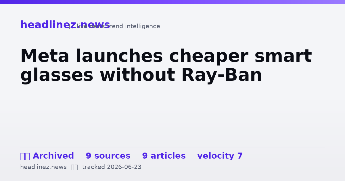 Visual summary for Meta launches cheaper smart glasses without Ray-Ban