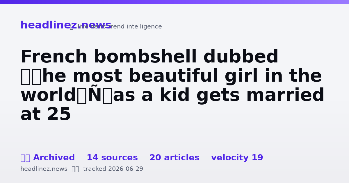 Visual summary for French bombshell dubbed ‘the most beautiful girl in the world’ as a kid gets married at 25