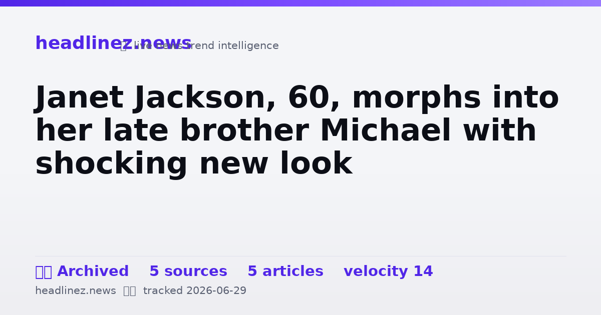 Visual summary for Janet Jackson, 60, morphs into her late brother Michael with shocking new look