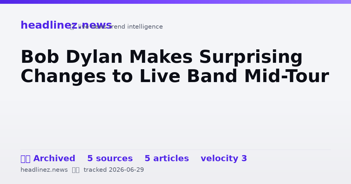 Visual summary for Bob Dylan Makes Surprising Changes to Live Band Mid-Tour