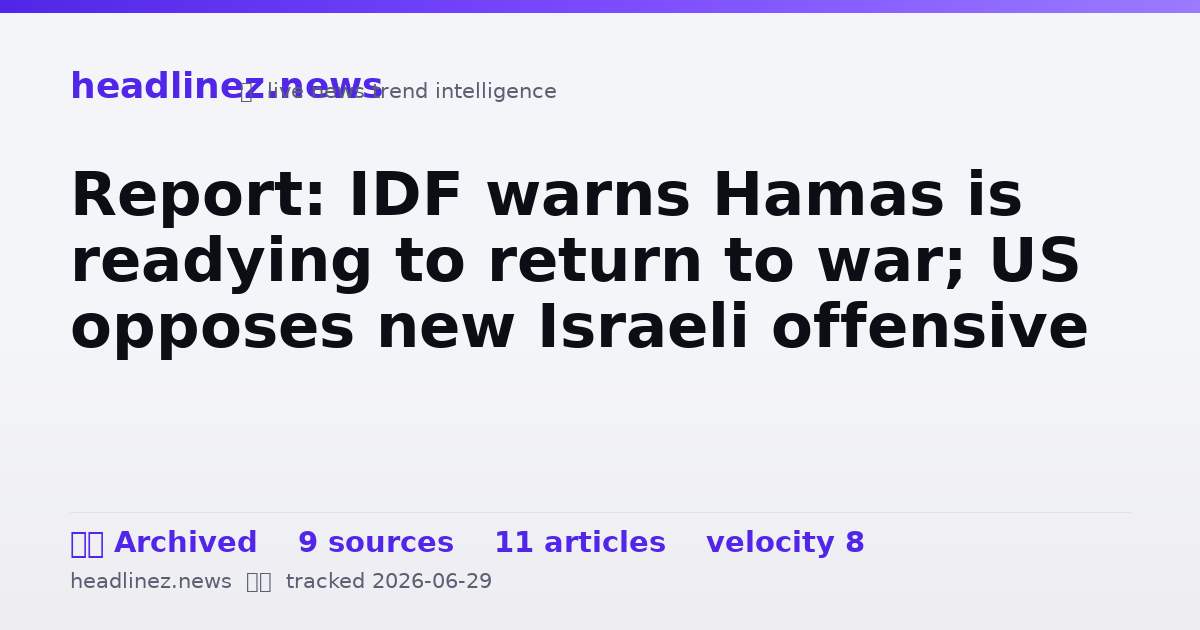 Visual summary for Report: IDF warns Hamas is readying to return to war; US opposes new Israeli offensive