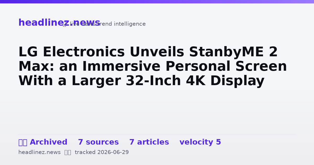 Visual summary for LG Electronics Unveils StanbyME 2 Max: an Immersive Personal Screen With a Larger 32-Inch 4K Display